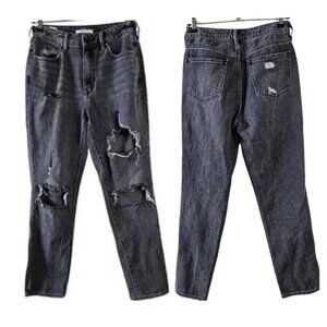 PACSUN black washed distressed high rise mom jean straight leg denim sz 26 woman